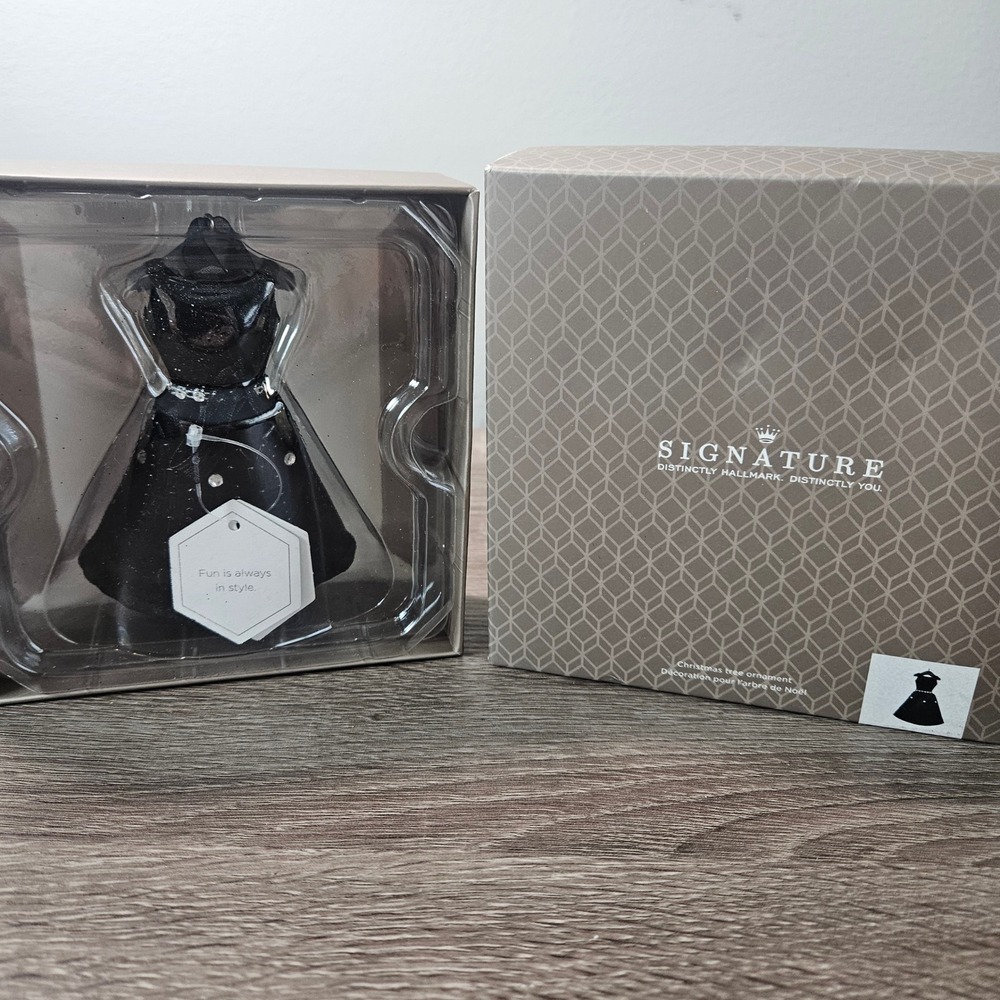 Hallmark Signature Black Dress Christmas Ornament Glitter Rhinestone HDL2011 NIB